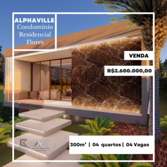 Casa com 4 suítes, com 4 vagas à venda, por R$2.600.000,00 no Residencial Flores, Alphaville Lagoa dos Ingleses, Nova Lima