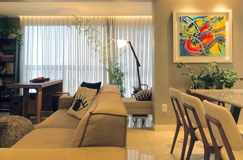 Sala decorada Apartamento mobiliado de 2 Quartos, com 2 vagas, para alugar por R$7.450,00 no Cinecitta, Vila da Serra, Nova Lima - MG