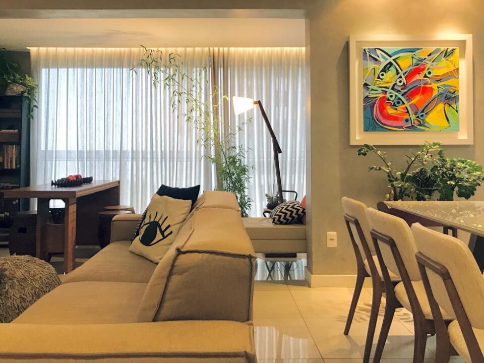 Sala decorada Apartamento mobiliado de 2 Quartos, com 2 vagas, para alugar por R$7.450,00 no Cinecitta, Vila da Serra, Nova Lima - MG