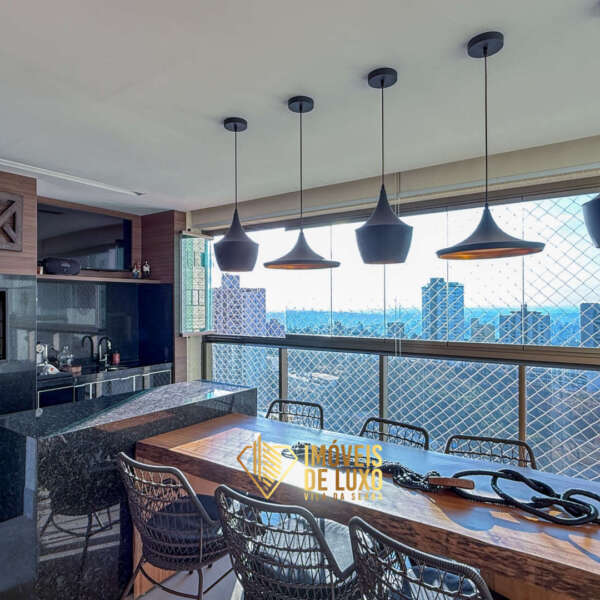 Varanda com vista para o pôr do sol Apartamento mobiliado à venda no Grand Líder Olympus, Vila da Serra, Nova Lima