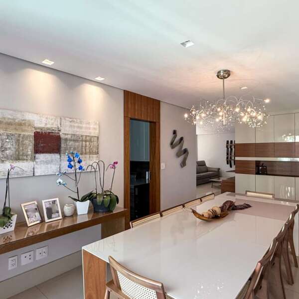 Sala Jantar Apartamento mobiliado no Olympus Vila da Serra para alugar