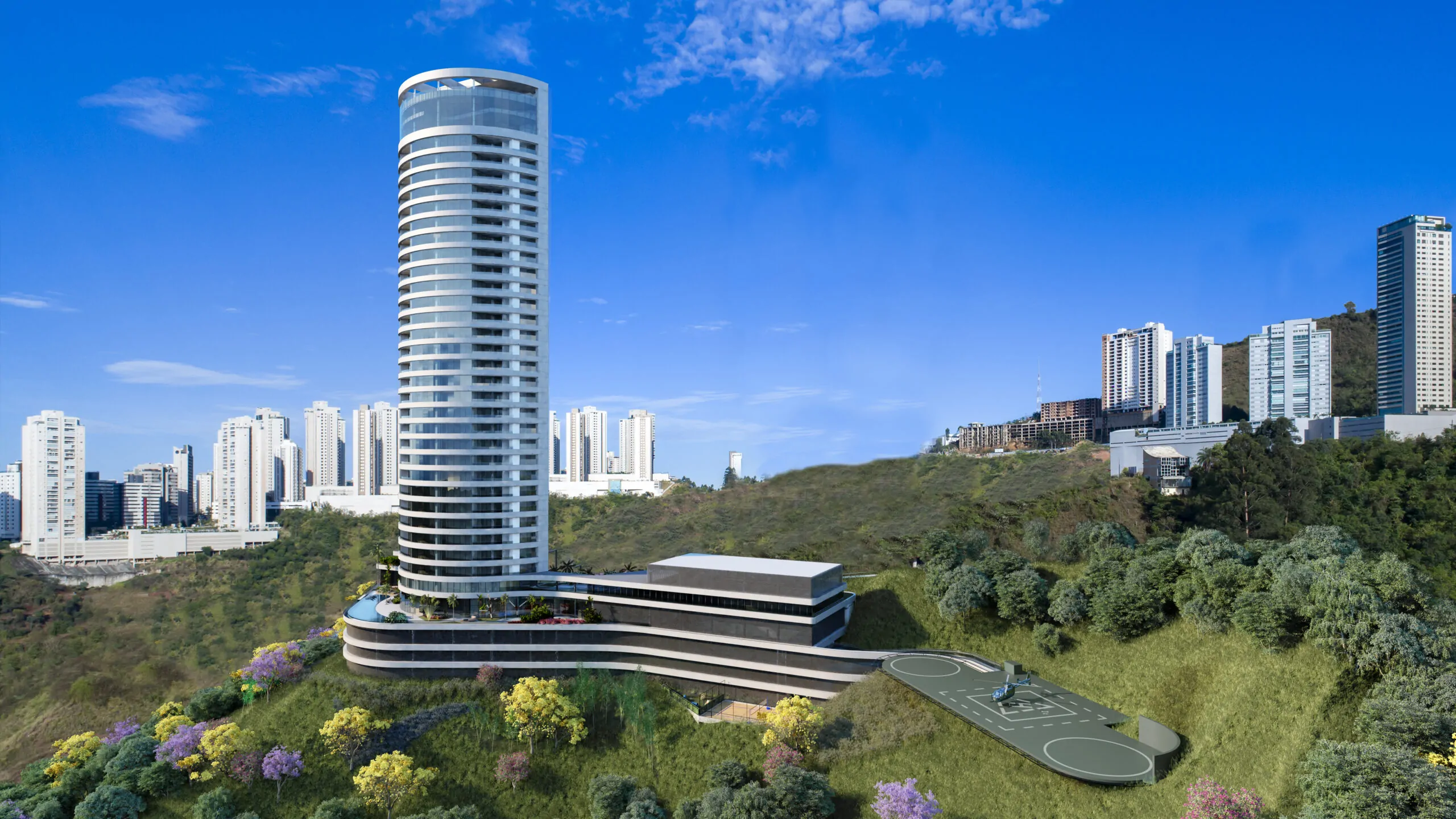 Heliponto Apartamento de 5 quartos, com 11 vagas, à venda por R$12.000.000,00, no Edifício Quatro Ventos, Nova Lima - MG